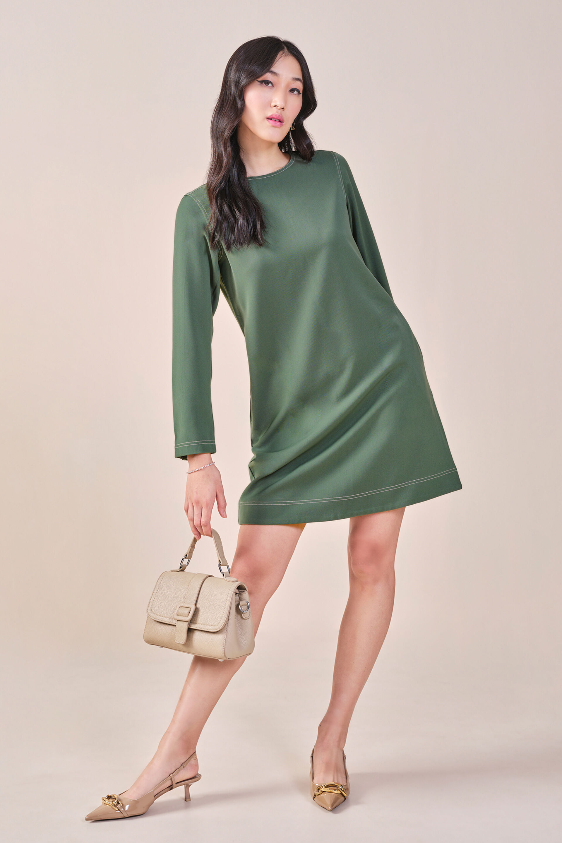 Tasha Solid Dress, Green, image 8